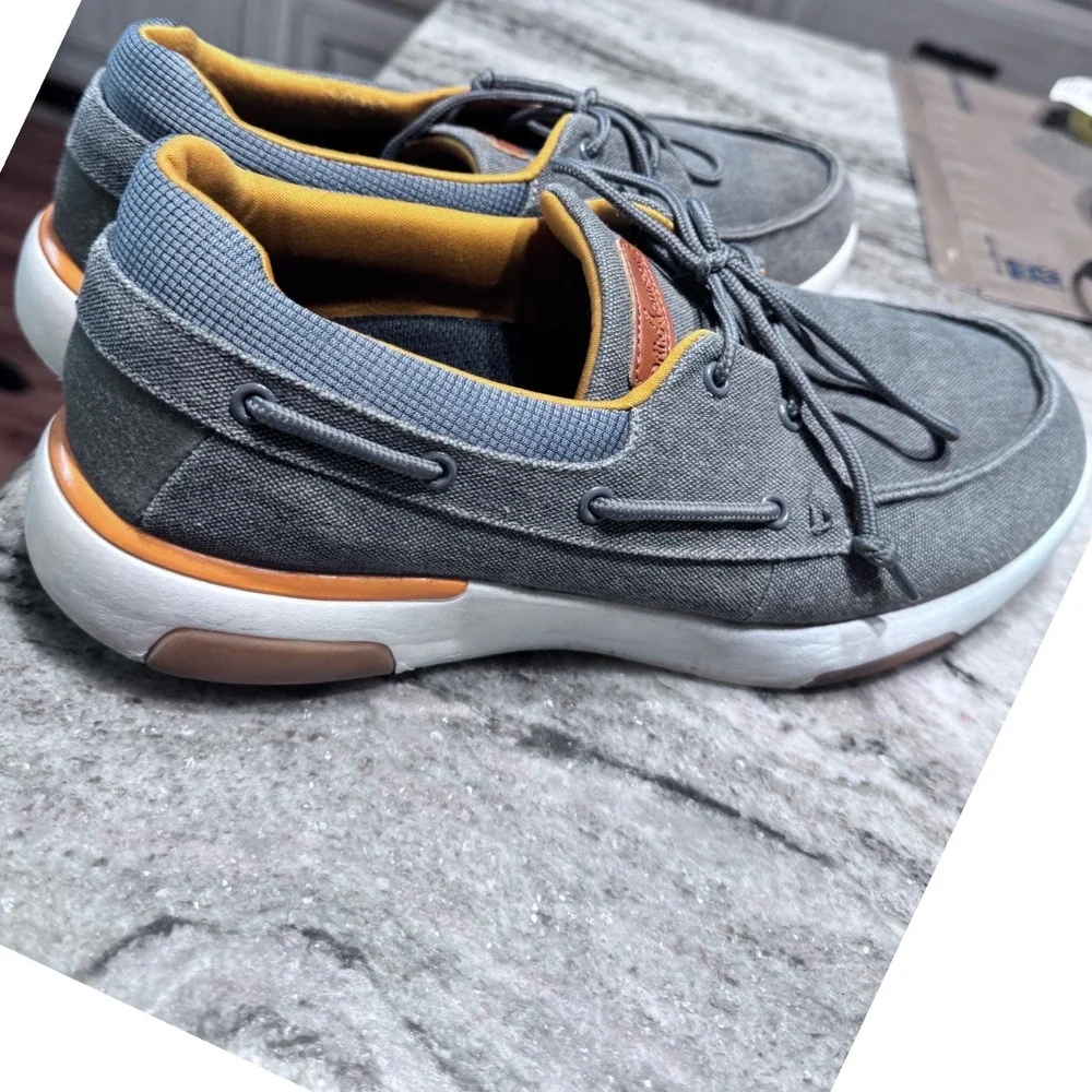 OrthoComfoot Boat Shoes Canvas Grey‎ 11.5 Men's Casual Nautical Comfort ZGBX01